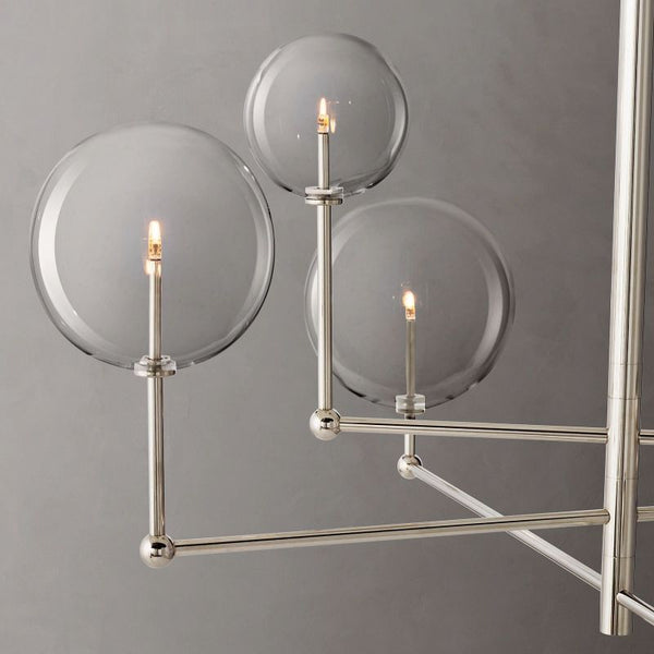 Glass Globe Mobile Three-arm Living Room Chandelier 46"