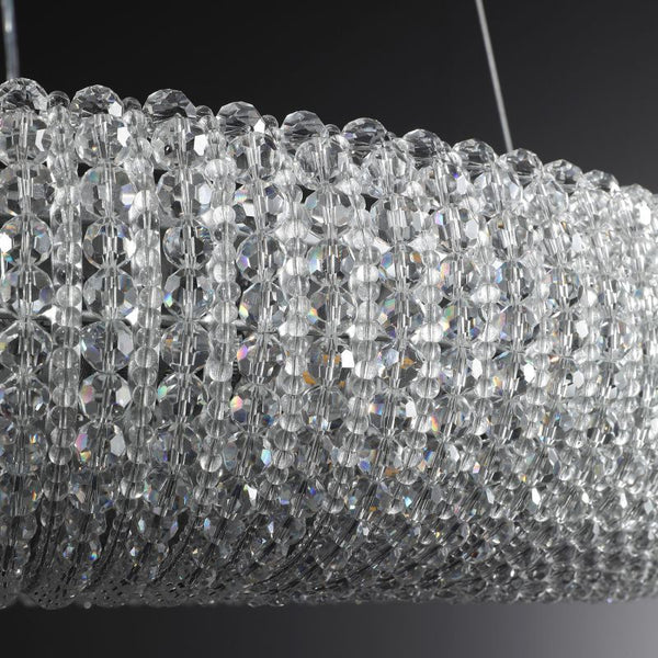 Halo Crystal Round LED  Living Room Chandelier 59"