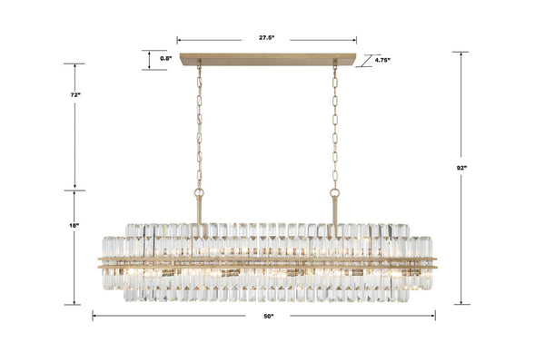 Hayes Rectangular Crystal 16 Light Chandelier