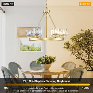 Wagon Wheel Glass Round Chandelier 24" 36" 48" 60"