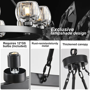 Wagon Wheel Glass Round Chandelier 24" 36" 48" 60"