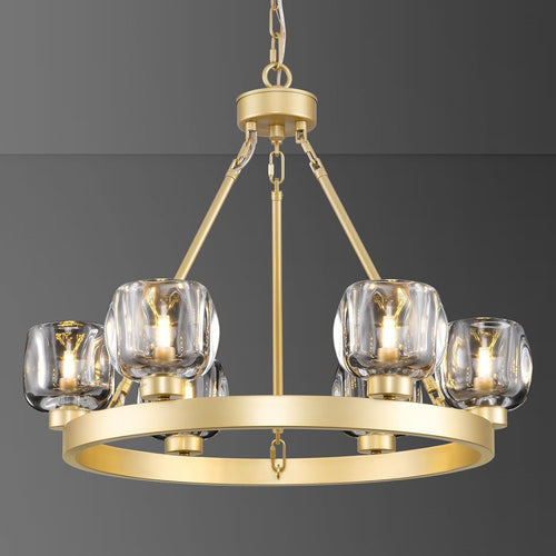 Wagon Wheel Glass Round Chandelier 24" 36" 48" 60"