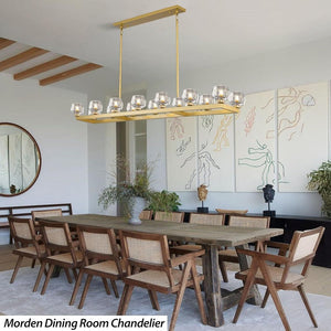 Wagon Wheel Glass Linear Chandelier 59" 72"