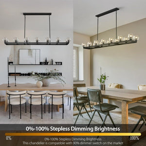 Wagon Wheel Glass Linear Chandelier 59" 72"