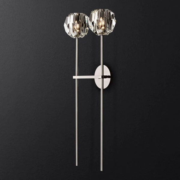 Kristina Clear Glass Double Grand Bathroom Wall Sconce