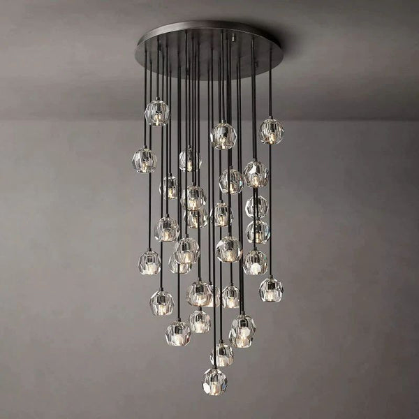 Kristina Clear Glass Round Cluster  Living Room Chandelier 30"