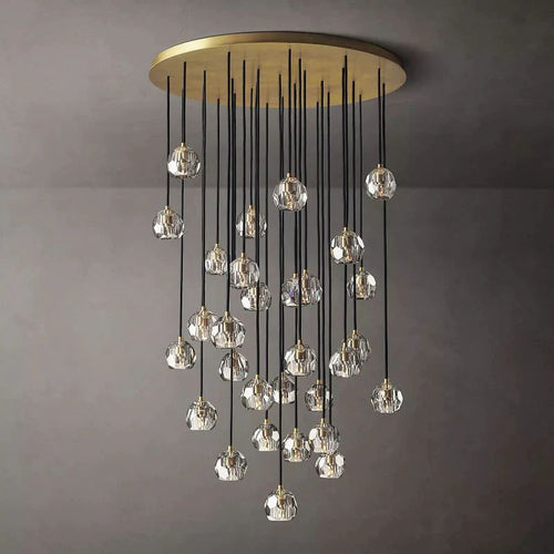 Kristina Clear Glass Round Cluster  Living Room Chandelier 40"
