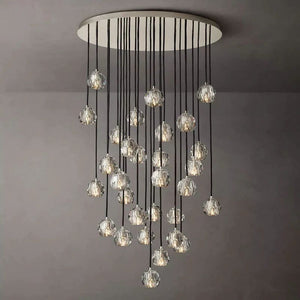 Kristina Clear Glass Round Cluster  Living Room Chandelier 40"