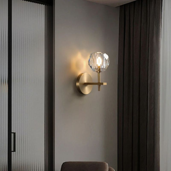 Kristina Clear Glass Short Bedroom Wall Sconce