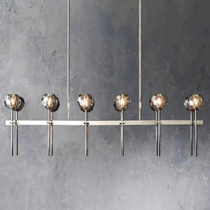 Kristina Glass Double Linear  Dining Room Chandelier 60"