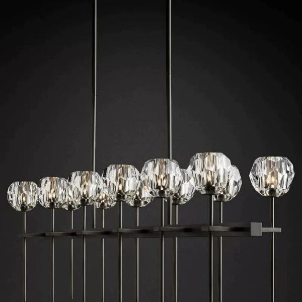 Kristina Glass Double Linear  Dining Room Chandelier 60"