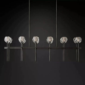 Kristina Glass Double Linear  Dining Room Chandelier 60"