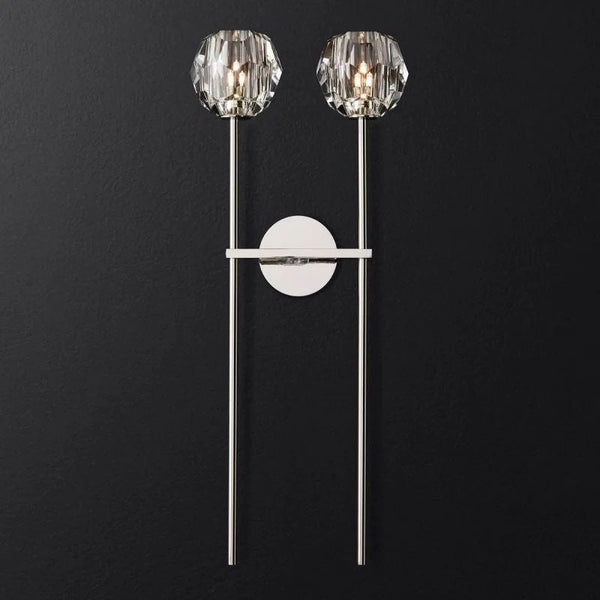 Kristina Clear Glass Double Grand Bathroom Wall Sconce