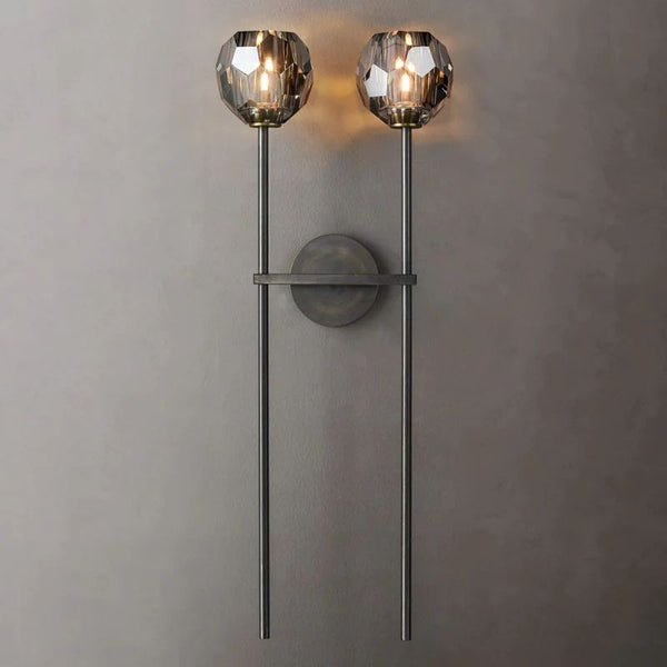 Kristina Smoke Glass Double Grand Bedroom Wall Sconce
