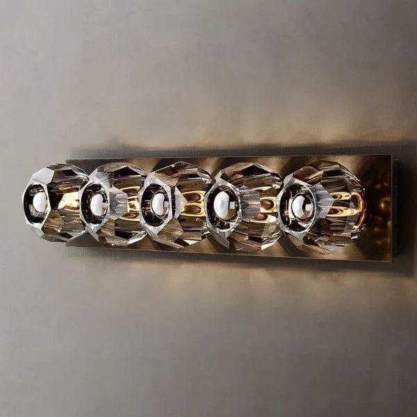 Kristina Smoke Glass Linear Grand Bathroom Wall Sconce