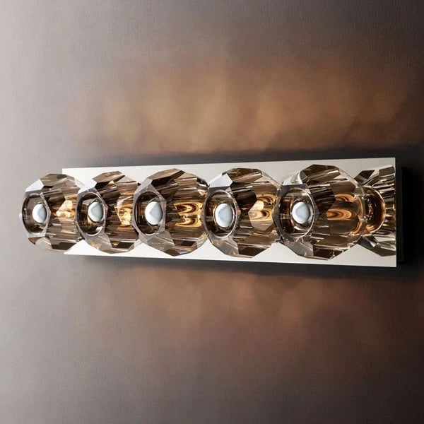 Kristina Smoke Glass Linear Grand Bathroom Wall Sconce