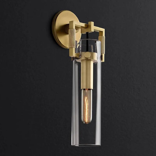 Mechanic Glass Cylinder Bedroom Wall Sconce 12''
