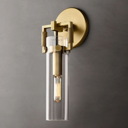 Mechanic Glass Cylinder Bedroom Wall Sconce 9''