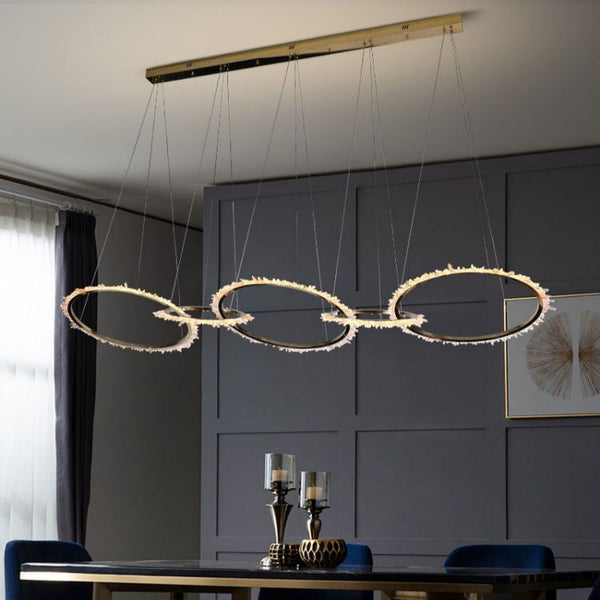 Besy Modern Living Room Crystal 5 Ring Chandelier