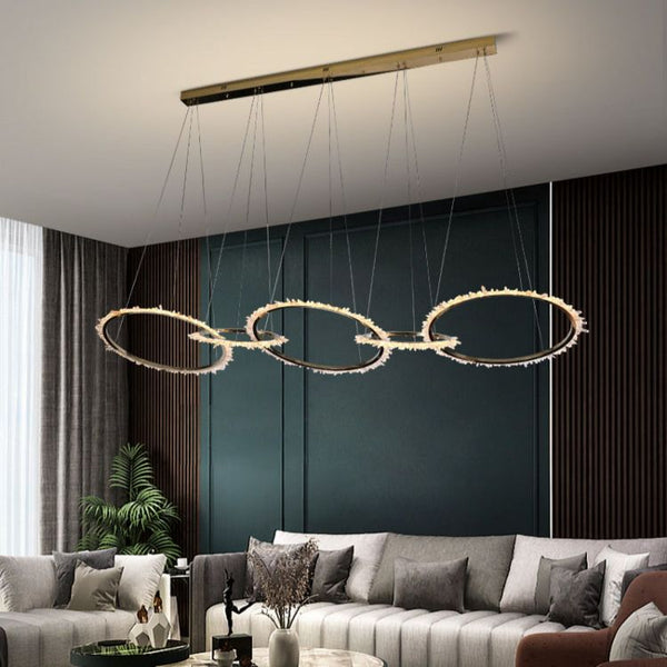 Besy Modern Living Room Crystal 5 Ring Chandelier