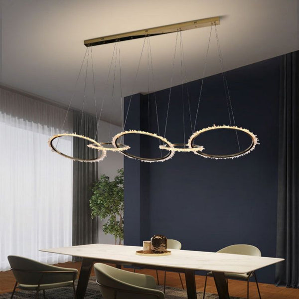 Besy Modern Living Room Crystal 5 Ring Chandelier