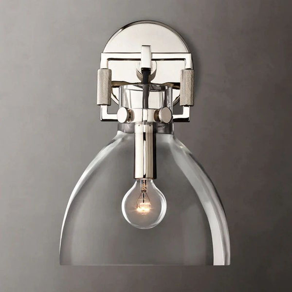 Mechanic Glass Bedroom Cloche Sconce 8''