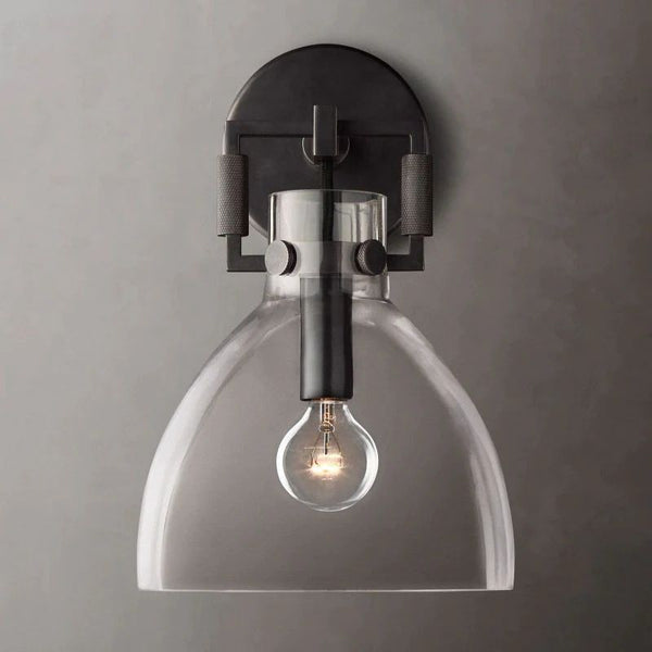 Mechanic Glass Bedroom Cloche Sconce 8''