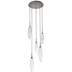 Rock Crystal Round Multi Light LED Pendant