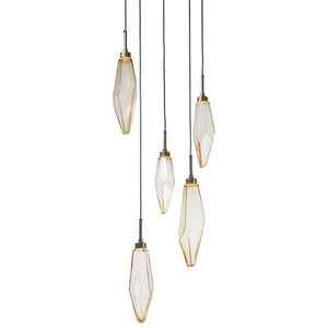 Rock Crystal Round Multi Light LED Pendant