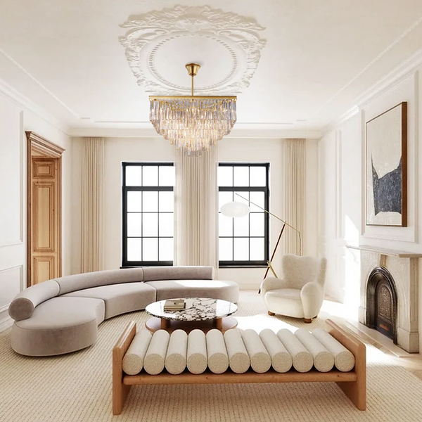 1920s Tedem 5-Tier Crystal Square Chandelier