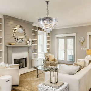 1920s Tedem Multi-Tier Clear/Smoke Crystal Round Chandelier