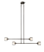 Demeart Mobile Linear Brass Chandelier with Faceted Glass Shades