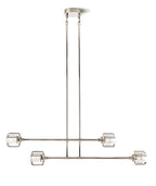 Demeart Mobile Linear Brass Chandelier with Faceted Glass Shades