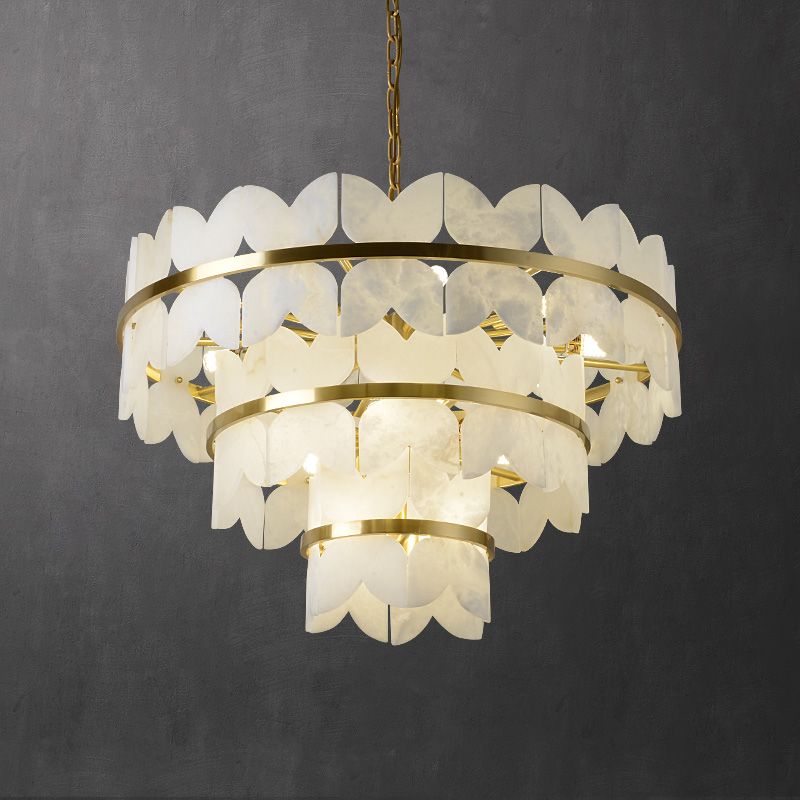 Alabaster Multi-Layer Butterfly Round Chandelier  - kimoylights