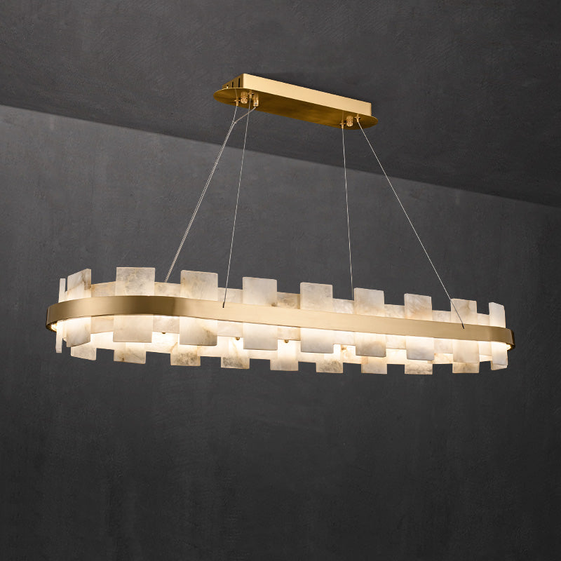 Alabaster Glo Modern Oval Chandelier  - kimoylights
