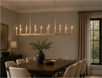 Thara 96-Inch Linear Antique Brass Candle Chandelier