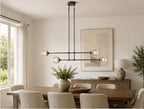 Demeart Mobile Linear Brass Chandelier with Faceted Glass Shades