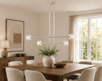 Demeart Mobile Linear Brass Chandelier with Faceted Glass Shades