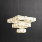 Alabaster Cube Foyer Staircase Long Chandelier - kimoylights