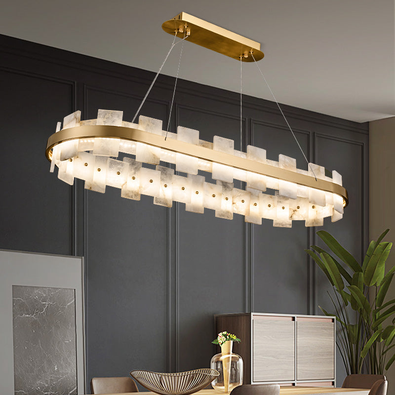 Alabaster Glo Modern Oval Chandelier - kimoylights