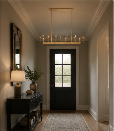 Thara 96-Inch Linear Antique Brass Candle Chandelier