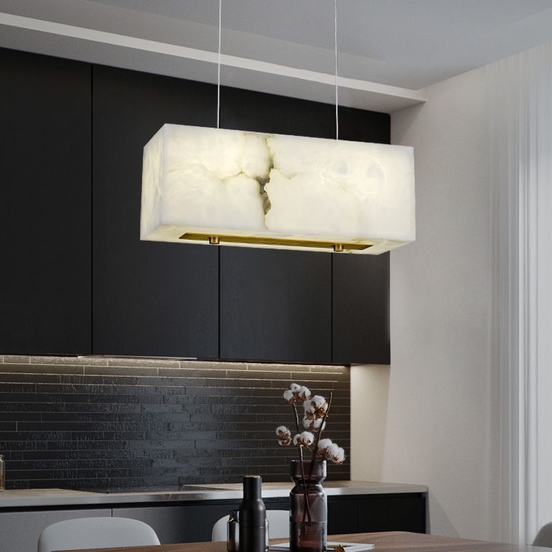 Alabaster Cuboid Dining Room Chandelier  - kimoylights