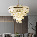 Alabaster Multi-Layer Butterfly Round Chandelier - kimoylights