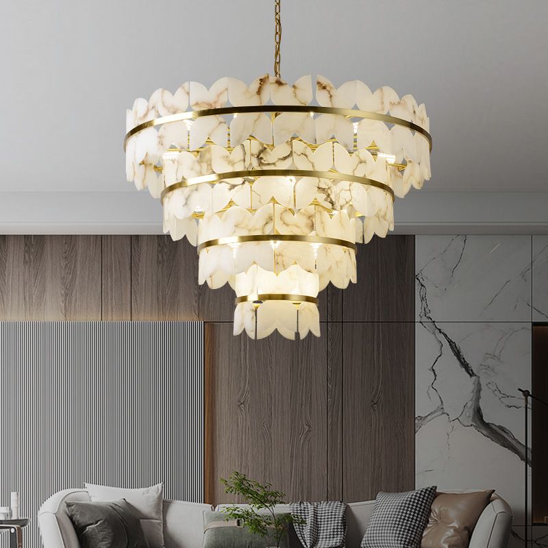 Alabaster Multi-Layer Butterfly Round Chandelier - kimoylights