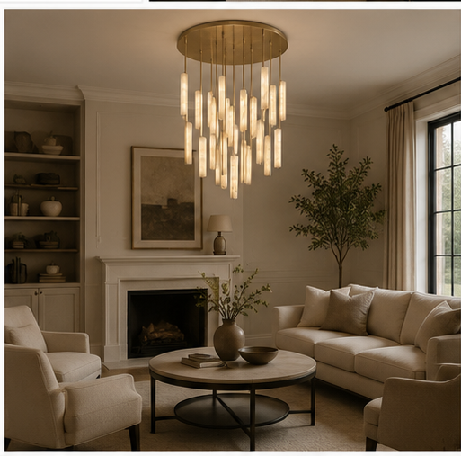 Audubon Alabaster Round Chandelier 56"