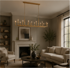 Thara 96-Inch Linear Antique Brass Candle Chandelier