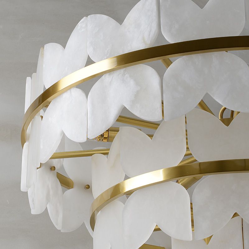 Alabaster Multi-Layer Butterfly Round Chandelier- kimoylights