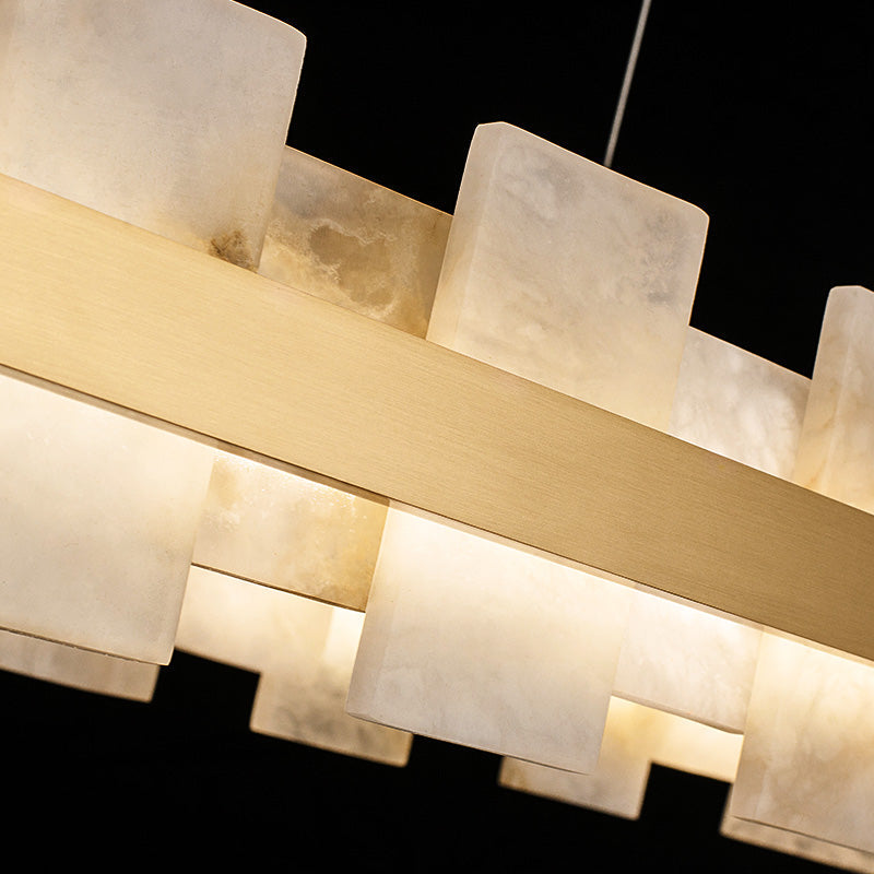 Alabaster Glo Modern Oval Chandelier - kimoylights