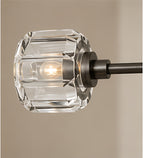 Demeart Mobile Linear Brass Chandelier with Faceted Glass Shades
