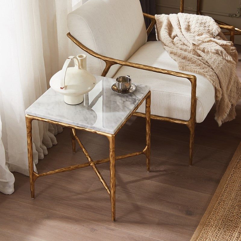 Thaddeus Mabrble Square Side Table 18" 22"